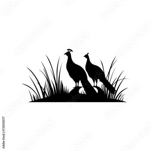 Simple logo of a pair of pheasants in the wild
