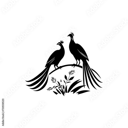 Simple logo of a pair of pheasants in the wild