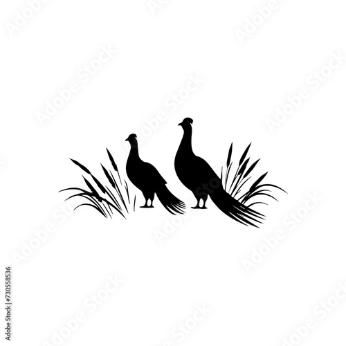 Simple logo of a pair of pheasants in the wild