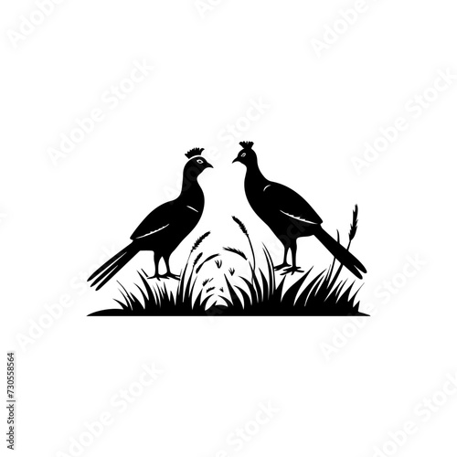 Simple logo of a pair of pheasants in the wild