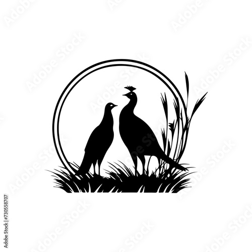Simple logo of a pair of pheasants in the wild