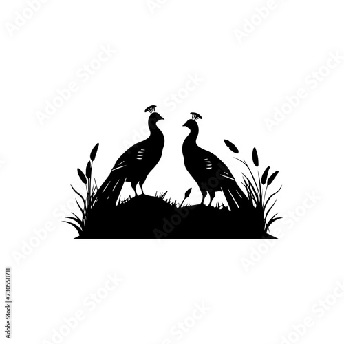 Simple logo of a pair of pheasants in the wild