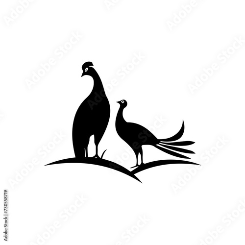 Simple logo of a pair of pheasants in the wild