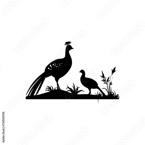 Simple logo of a pair of pheasants in the wild