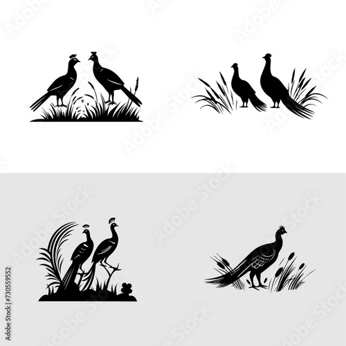 Simple logo of a pair of pheasants in the wild