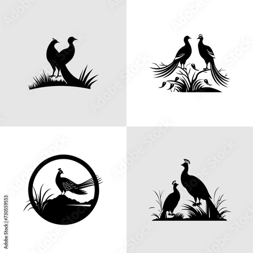 Simple logo of a pair of pheasants in the wild