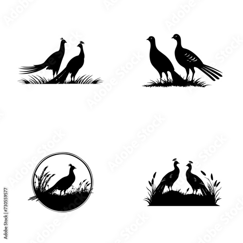 Simple logo of a pair of pheasants in the wild