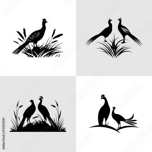 Simple logo of a pair of pheasants in the wild