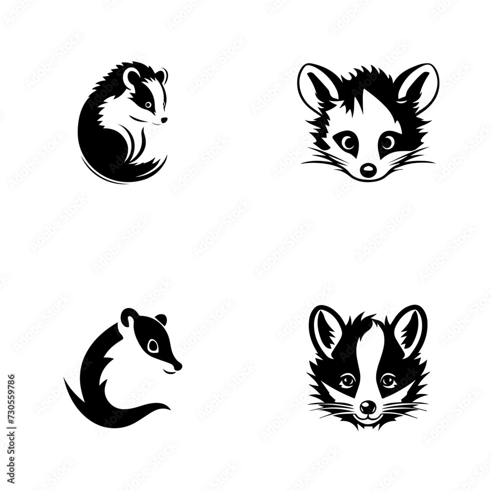 Obraz premium Cute possum icon logo set
