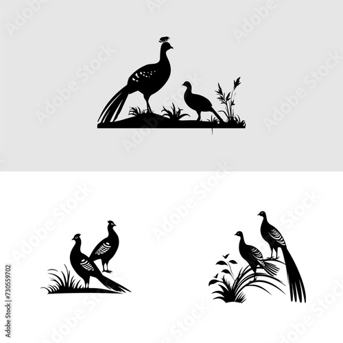 Simple logo of a pair of pheasants in the wild