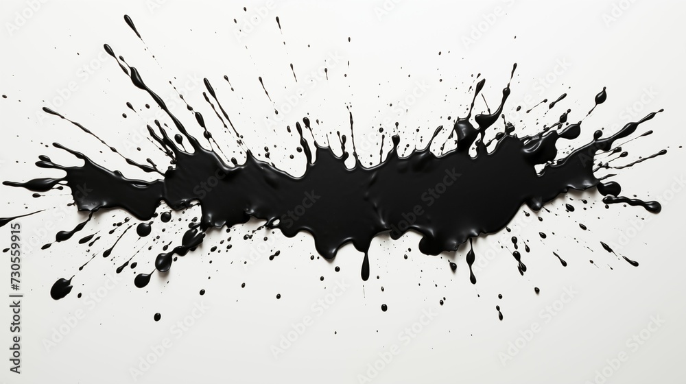 Fototapeta premium Black paint splashes on a white background.