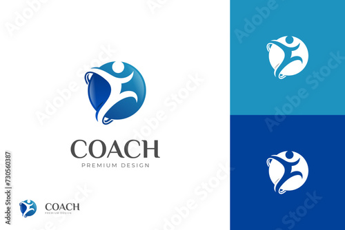 Coach success logo design for Life coaching logo, coaching Dream of success logo design vector template photo