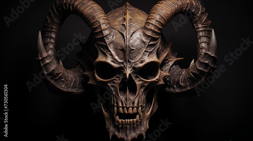 Demon skull on a dark background.