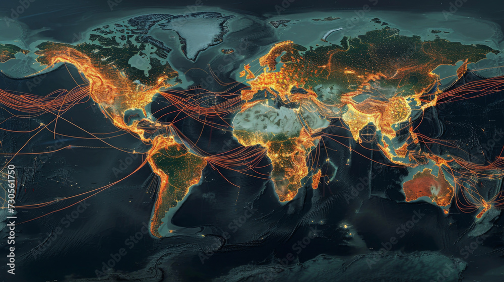 A map showing the global routes of major oil and gas shipping lines ...