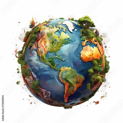 illustration of earth, world, planet, globe. design for poster, banner, flyer, social media. ai generative design