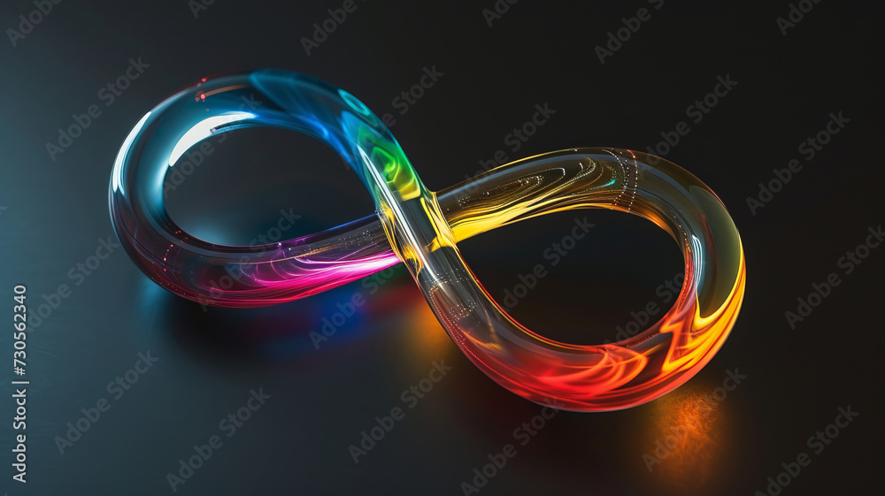 Infinity symbol glows with a rainbow, a luminous AI Generative creation.