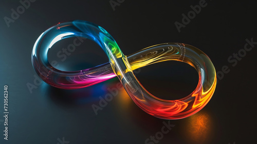 Infinity symbol glows with a rainbow, a luminous AI Generative creation. photo