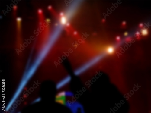Blurred of light effected from music concert stage in Big hall for music background, christian praise and worship concept, abstract art design.