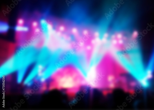 Blurred of light effected from music concert stage in Big  hall for music background, christian praise and worship concept, abstract art design. © isara