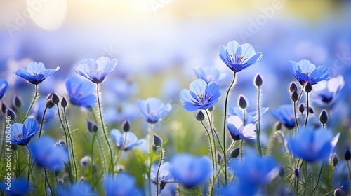 Fototapeta Naklejka Na Ścianę i Meble -  Field of blue meadow flowers in full bloom.