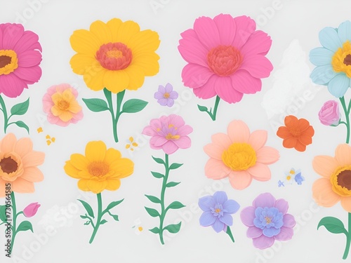 Flowers collection hand drawing painted with watercolors  flower collection background  Sunflower clipart