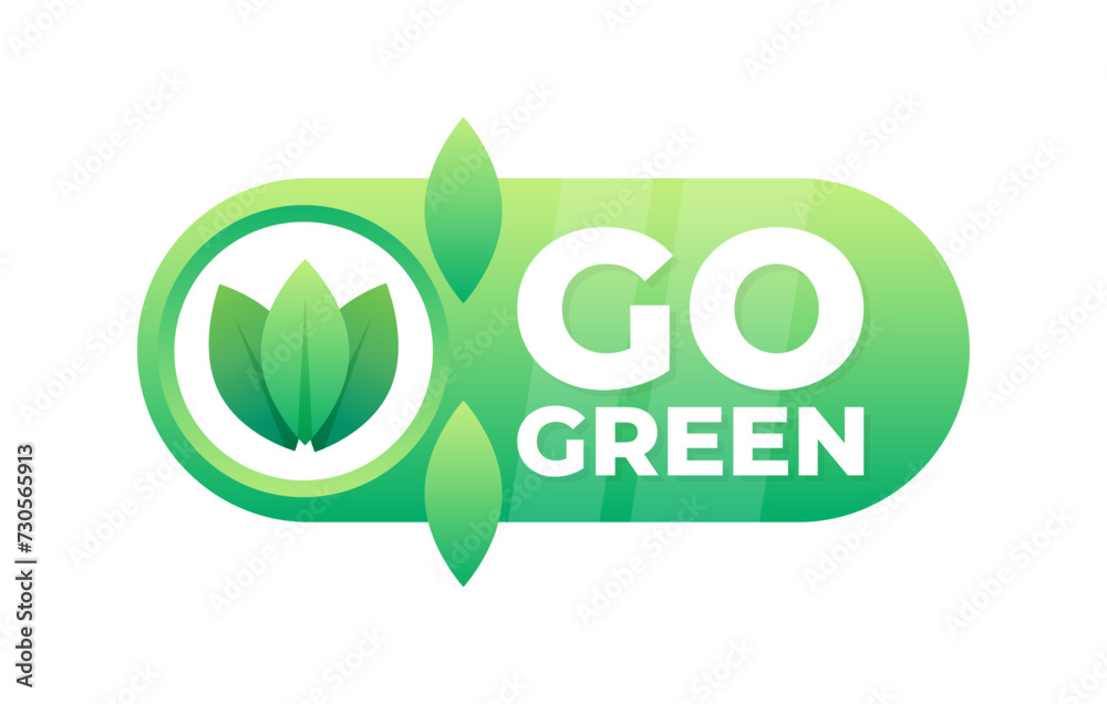 Fototapeta premium Badge with GO GREEN text and leaf motif to promote environmental awareness and eco-friendly practices