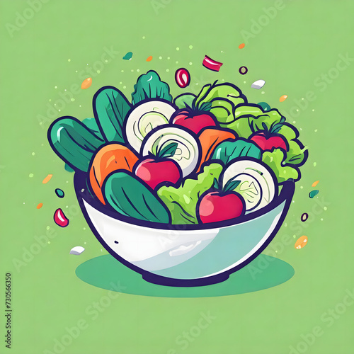 Illustration vector graphic of vegetable salad icon vector icon illustration. food icon concept isolated premium vector 