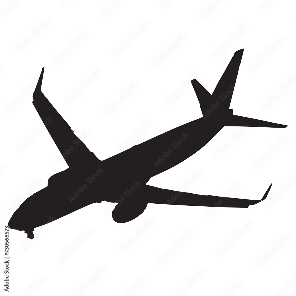 Landing airliner with nosegear extended in silhouette Landing airliner with nosegear extended in silhouette