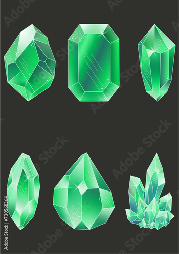 Gems and diamonds set in green