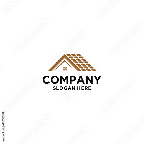 wooden Home house roof logo design