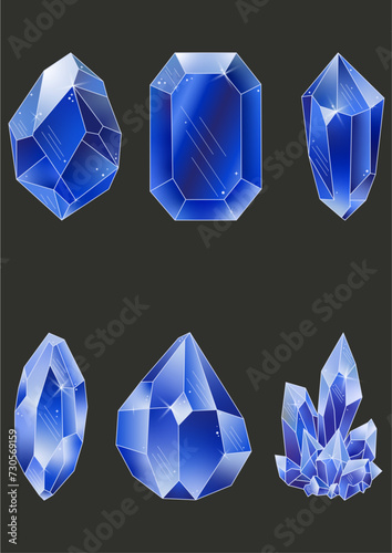 Gems and diamonds set in indigo