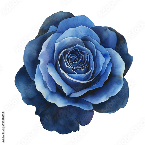 バラの水彩画（ダークブルー）