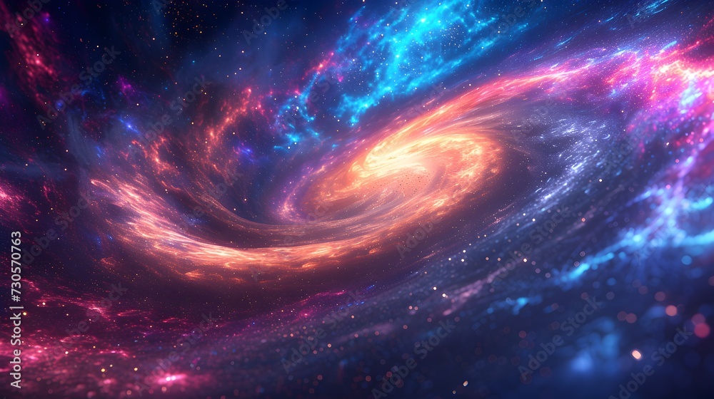 Blue and Purple Spiral Galaxy in Space