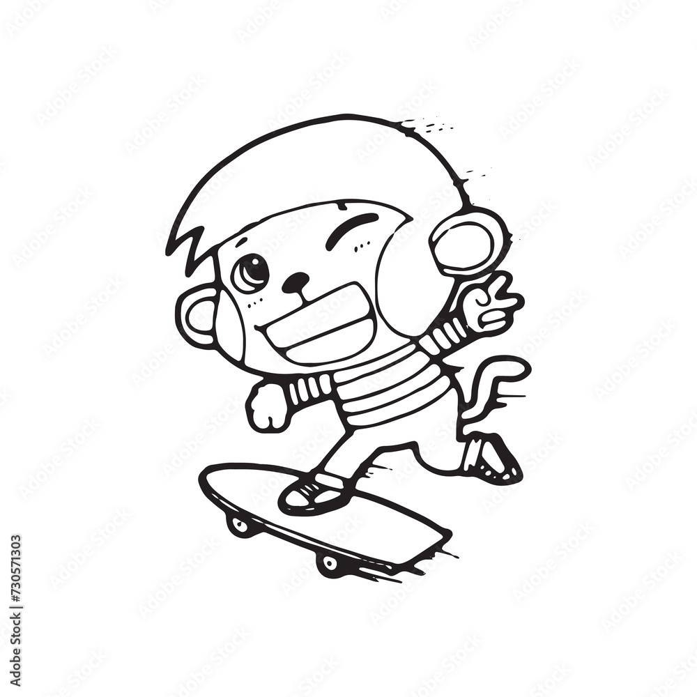 cartoon monkey doodle comic illustration vector isolated on white background cartoon monkey doodle comic illustration vector isolated on white background
