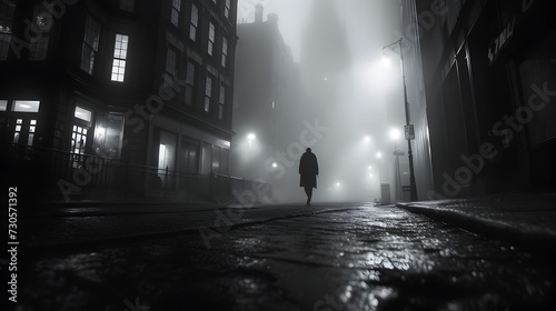 Mysterious Man Walking in the Dark