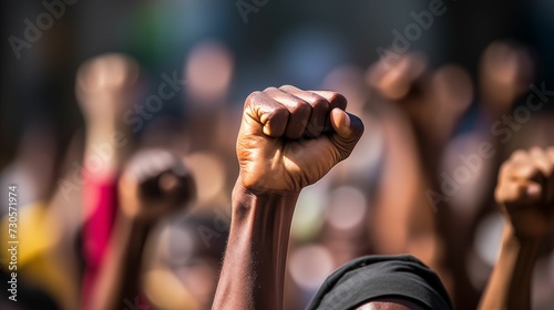 Image of a raised fist in protest.