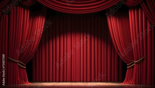 red stage curtains with spotlight