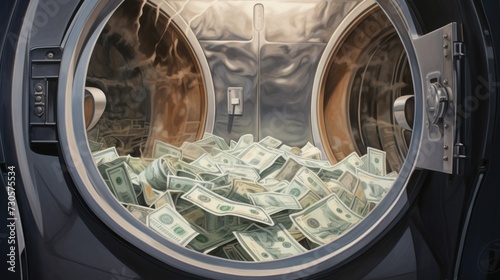 Dollar Bills Tumbling in a Washing Machine