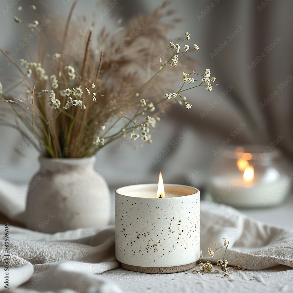 Burning Candles And White Roses On A Wooden Table Burning Candles And White Roses On A Wooden Table