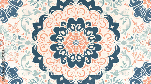 Ramadan Seamless Pattern Background with Vintage Ornament Pastel Tones