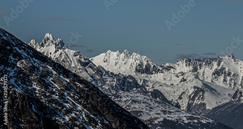 Mount Olivia and Cerro Cinco Hermanos in winter. Ushuaia