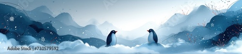 whimsical penguins waddling on clouds  3  