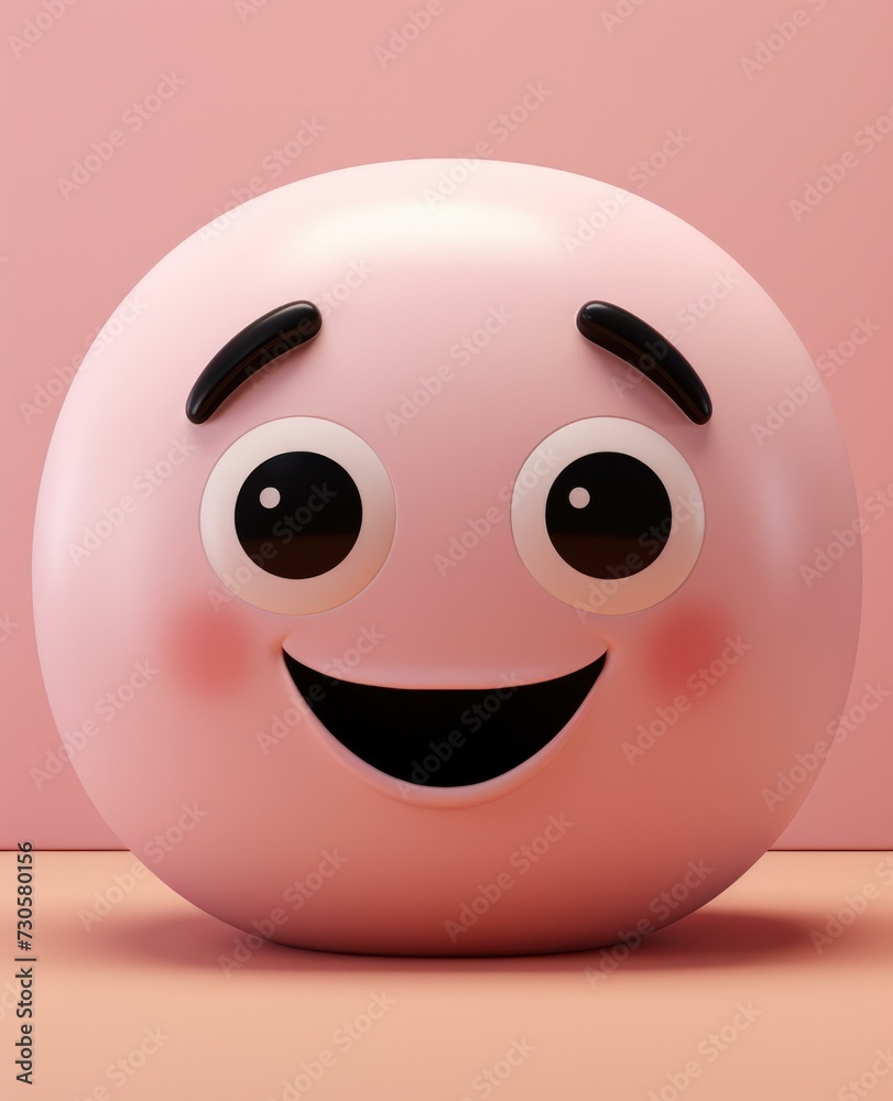 Fototapeta premium A pink emoticorture with a big smiley face. Generative AI.