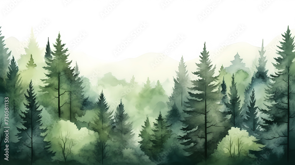 Fototapeta premium Forest landscape, exotic foggy forest