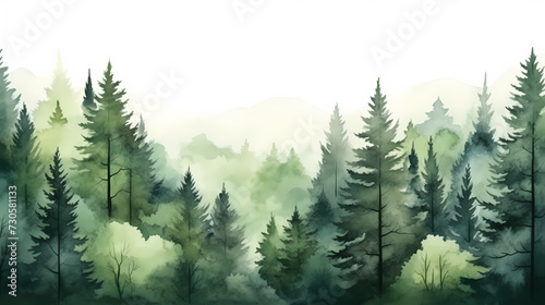 Forest landscape, exotic foggy forest