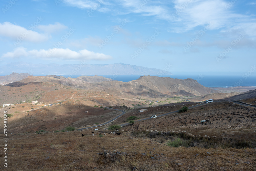 Blick vom Monte Verde auf Mindelo und den Atlantik