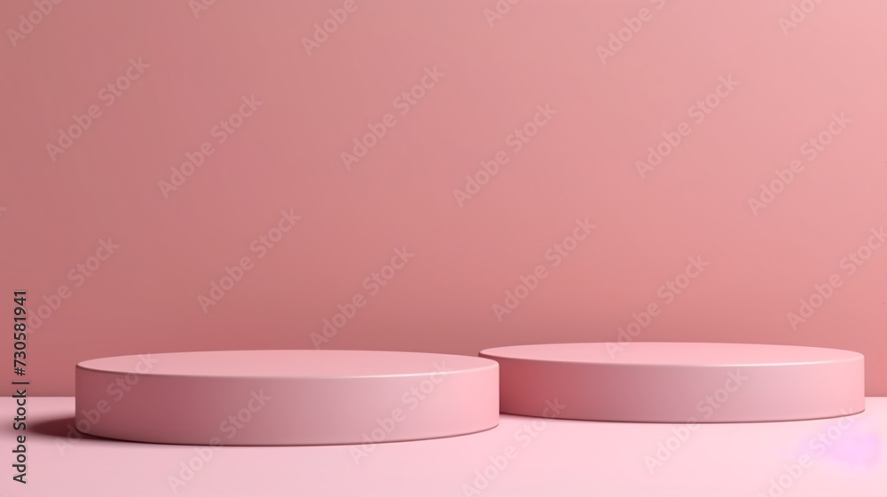 Abstract minimal geometric forms. Glossy pink podium for your design. Abstract minimal geometric forms. Glossy pink podium for your design.