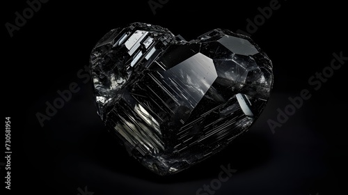 Black Tourmaline Crystal Heart. (Generative AI)