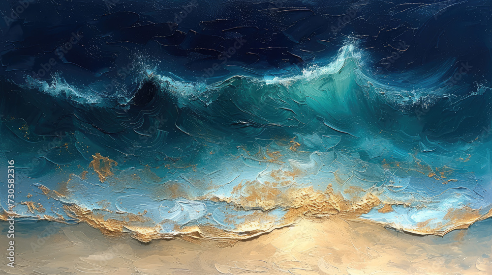 Serene Abstract Ocean and Waves Painting