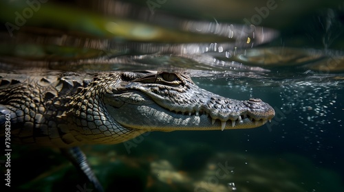 Crocodile Diving Into Body Of Water Close Up Photography (Generative AI)